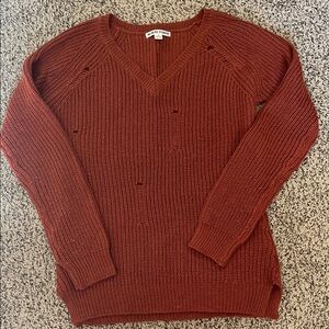 Moral Fiber Women's V-Neck Sweater in Rust